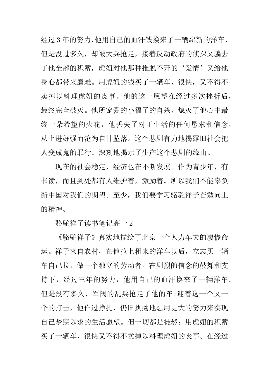 骆驼祥子读书笔记高一10篇精选.docx_第2页