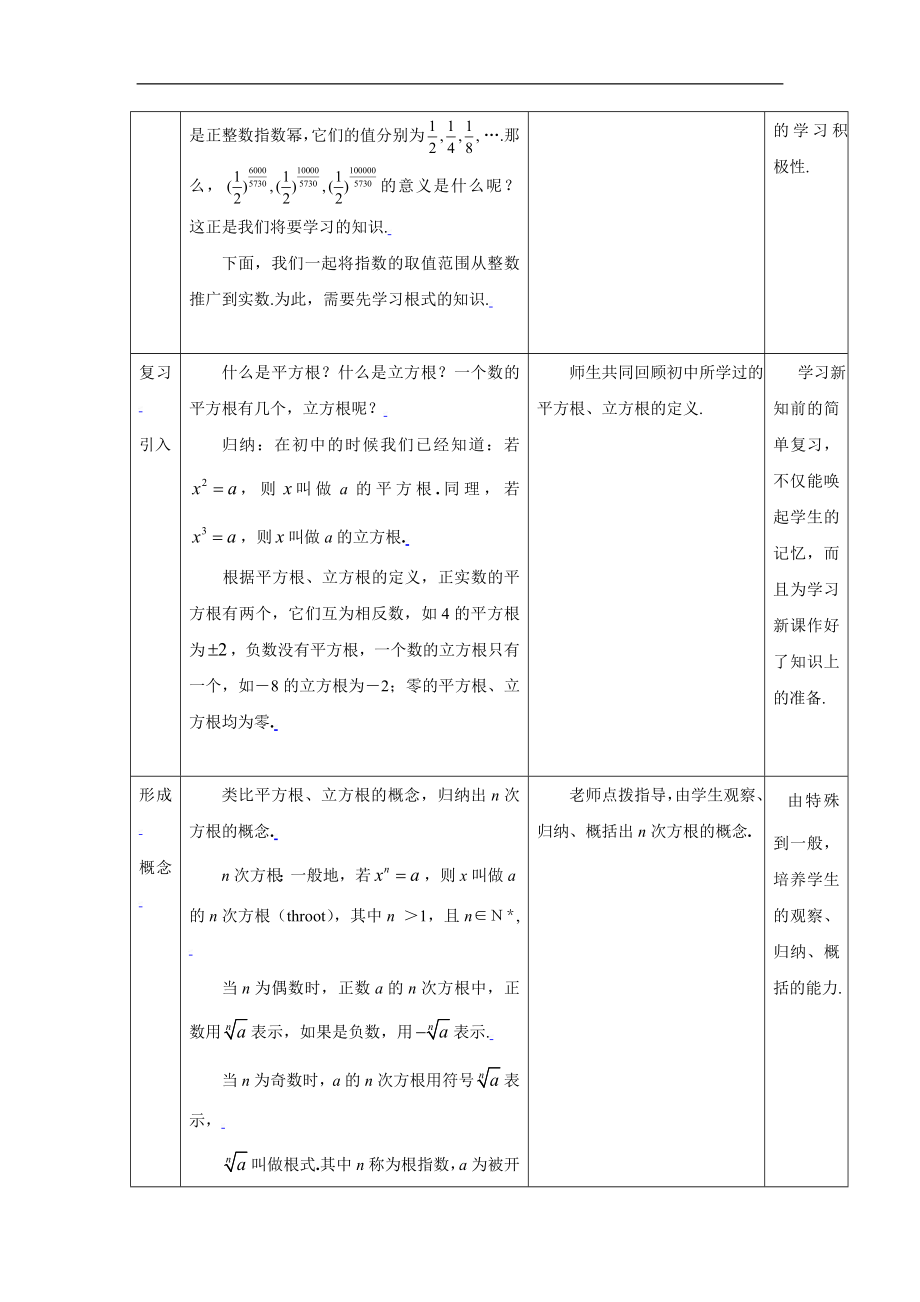 新课标高中数学人教A版必修一 2.1.1指数与指数幂的运算（一） 教案.doc_第2页