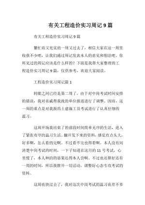 有关工程造价实习周记9篇.docx