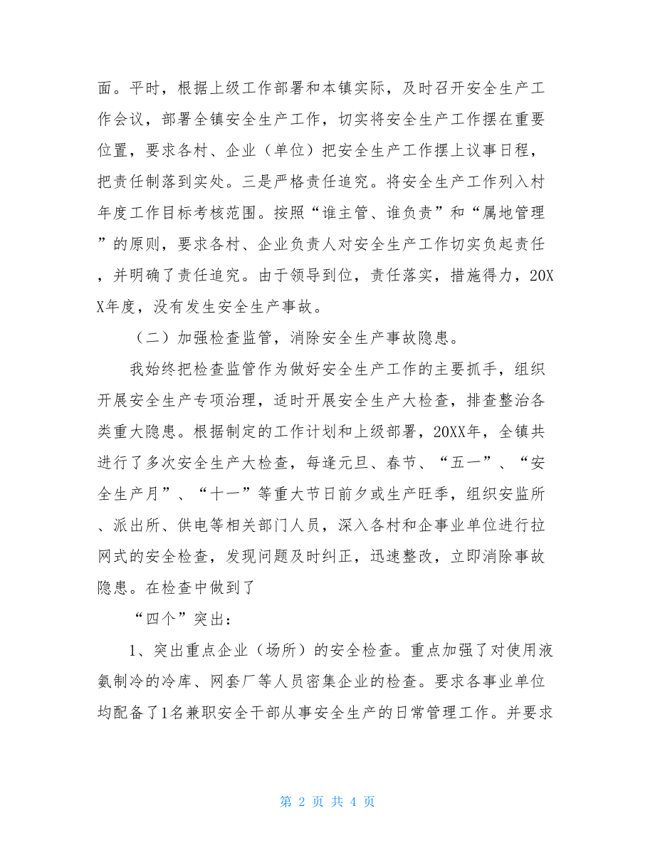 --镇镇安全生产履职工作报告安全生产专题工作报告.doc_第2页