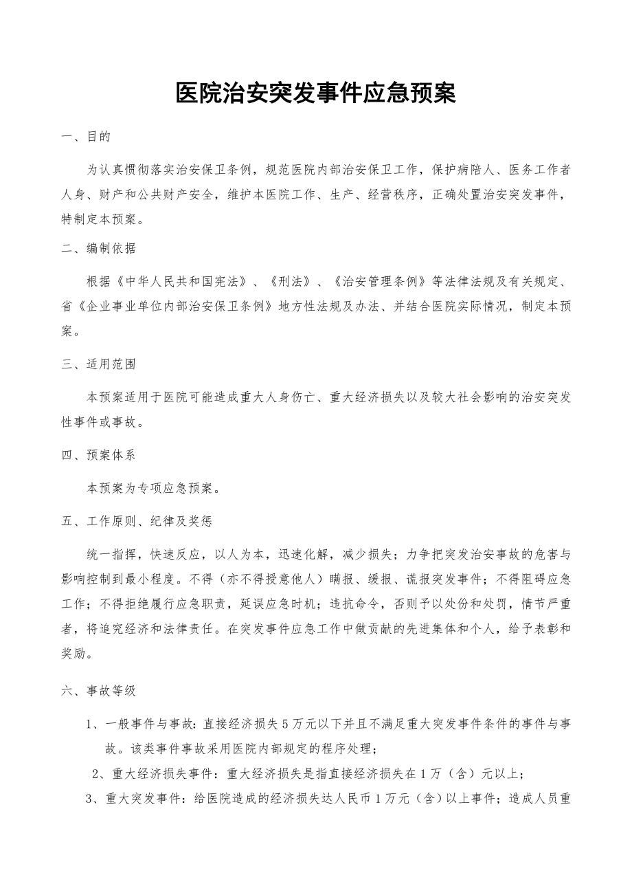 医院治安突发事件应急预案.doc_第1页