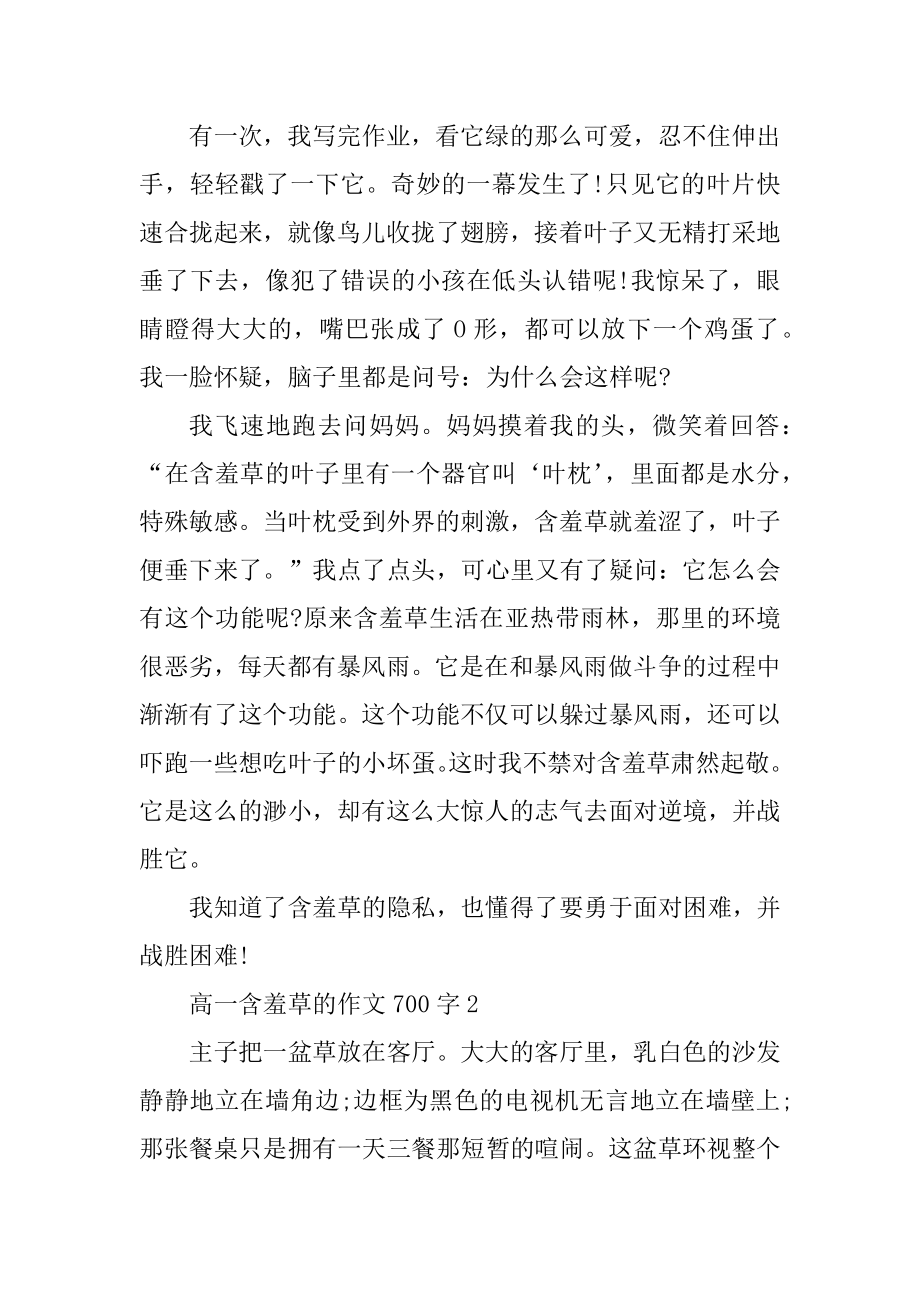 高一含羞草的作文700字精选.docx_第2页