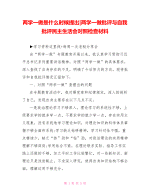 两学一做批评与自我批评民主生活会对照检查材料.doc