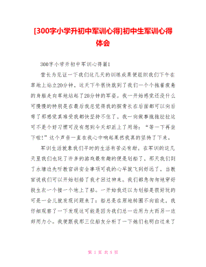 [300字小学升初中军训心得]初中生军训心得体会.doc