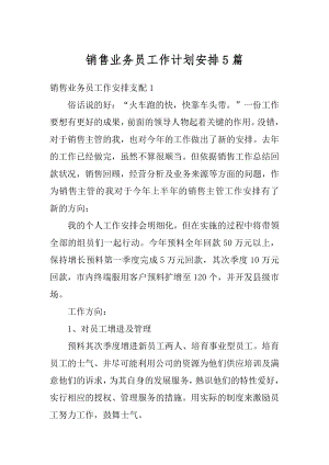 销售业务员工作计划安排5篇范文.docx