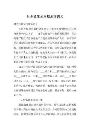 财务经理试用期总结例文最新.docx