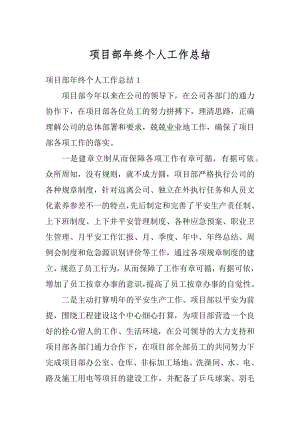 项目部年终个人工作总结精品.docx