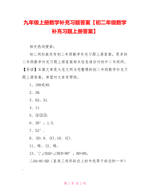 九年级上册数学补充习题答案【初二年级数学补充习题上册答案】.doc