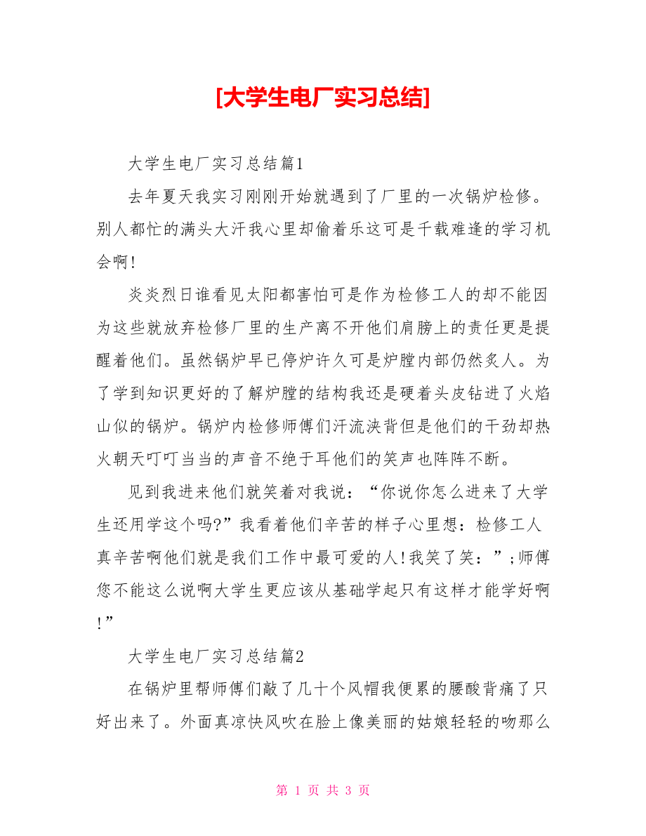 [大学生电厂实习总结].doc_第1页