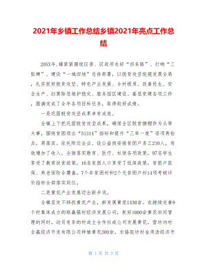 2021年乡镇工作总结乡镇2021年亮点工作总结.doc