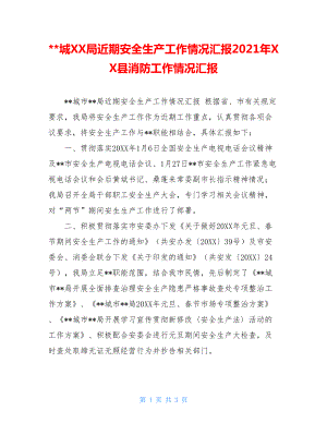 --城XX局近期安全生产工作情况汇报2021年XX县消防工作情况汇报.doc