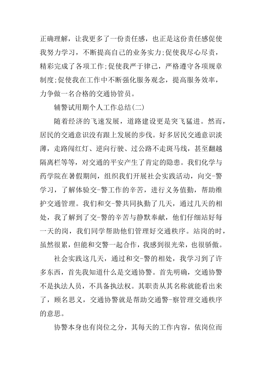 辅警试用期个人工作总结范文优质.docx_第2页