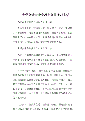 大学会计专业实习生公司实习小结.docx