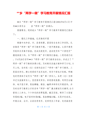 --乡“两学一做”学习教育开展情况汇报.doc