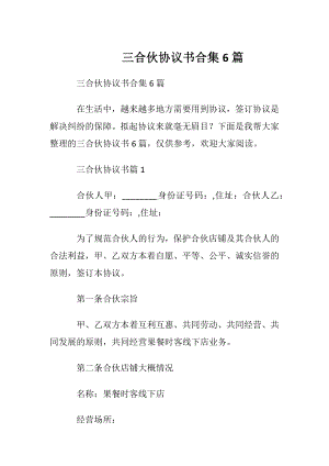 三合伙协议书合集6篇.docx