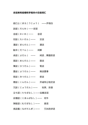 谈话类和结婚和手相关の日语词汇--高中日语复习.docx