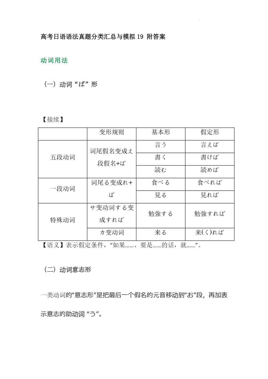 高考日语语法真题汇编与模拟系列19.docx_第1页