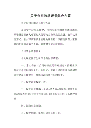 关于公司的承诺书集合九篇.docx