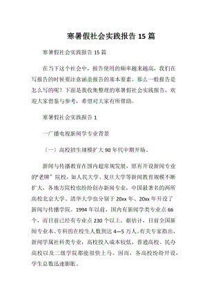 寒暑假社会实践报告15篇.docx