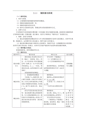 新课标高中数学人教A版必修二 3.1.1倾斜角与斜率 教案.doc