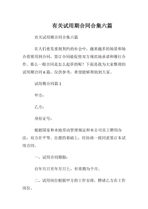 有关试用期合同合集六篇.docx