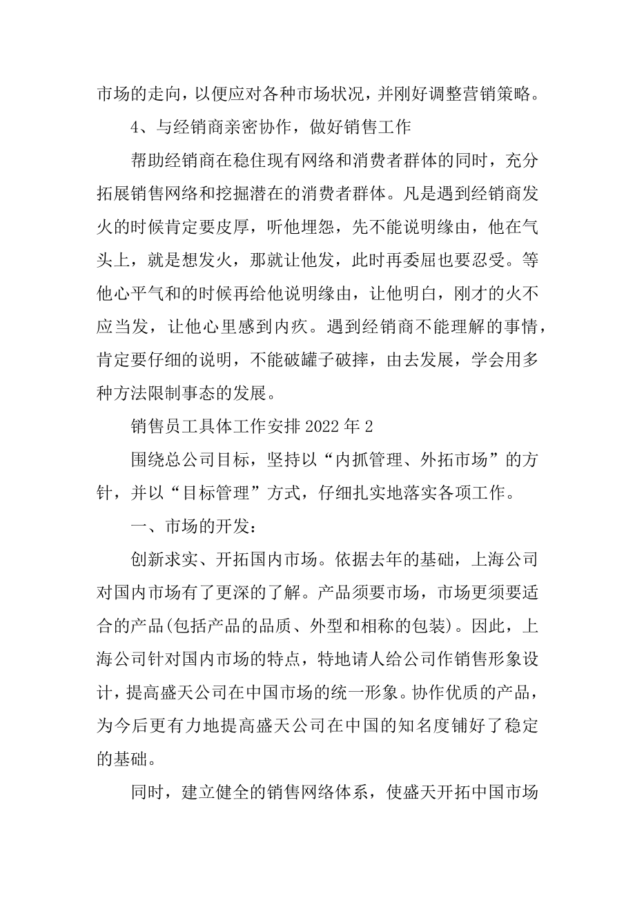 销售员工详细工作计划2022年精品.docx_第2页