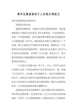 青年志愿者面试个人自我介绍范文汇总.docx