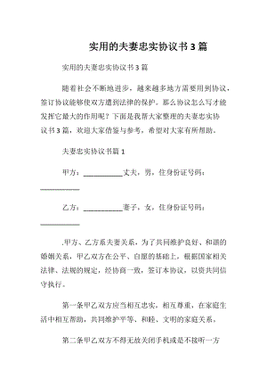 实用的夫妻忠实协议书3篇.docx