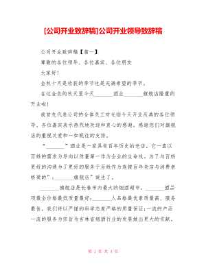 [公司开业致辞稿]公司开业领导致辞稿.doc