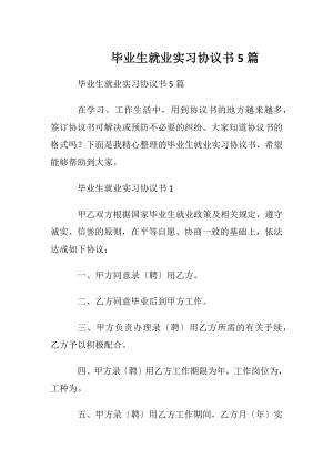 毕业生就业实习协议书5篇.docx