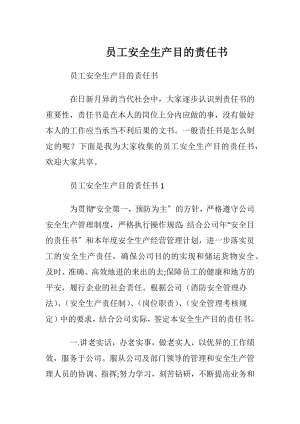 员工安全生产目的责任书.docx