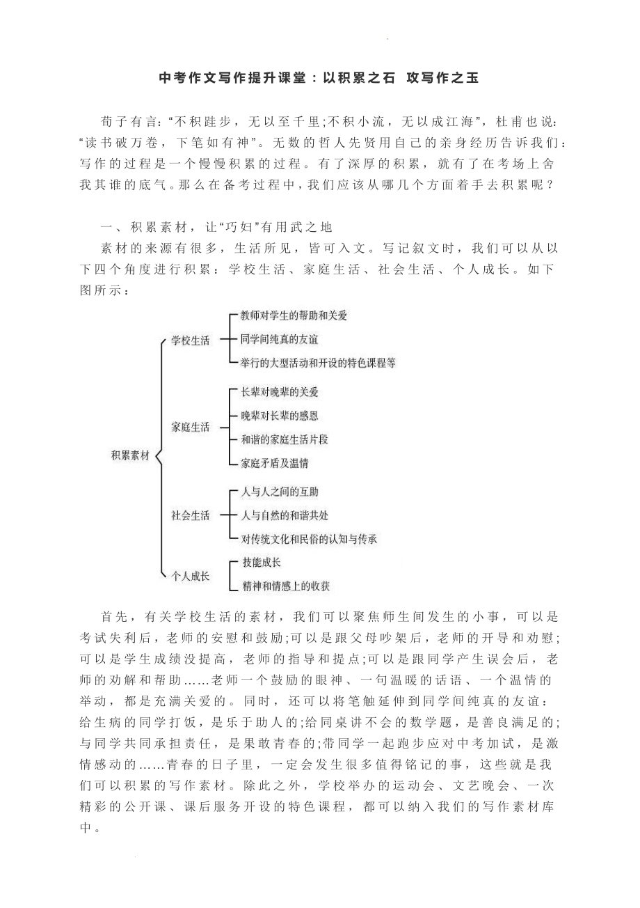 中考作文写作提升课堂：以积累之石 攻写作之玉.docx_第1页