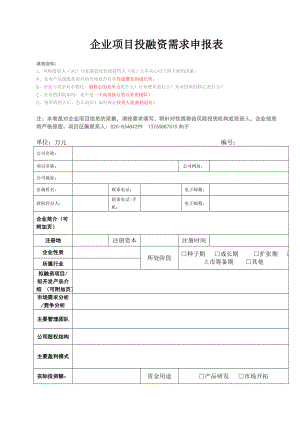 企业项目投融资需求申报表.docx