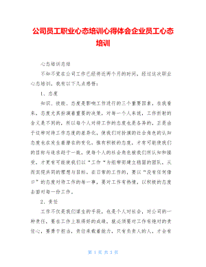 公司员工职业心态培训心得体会企业员工心态培训.doc