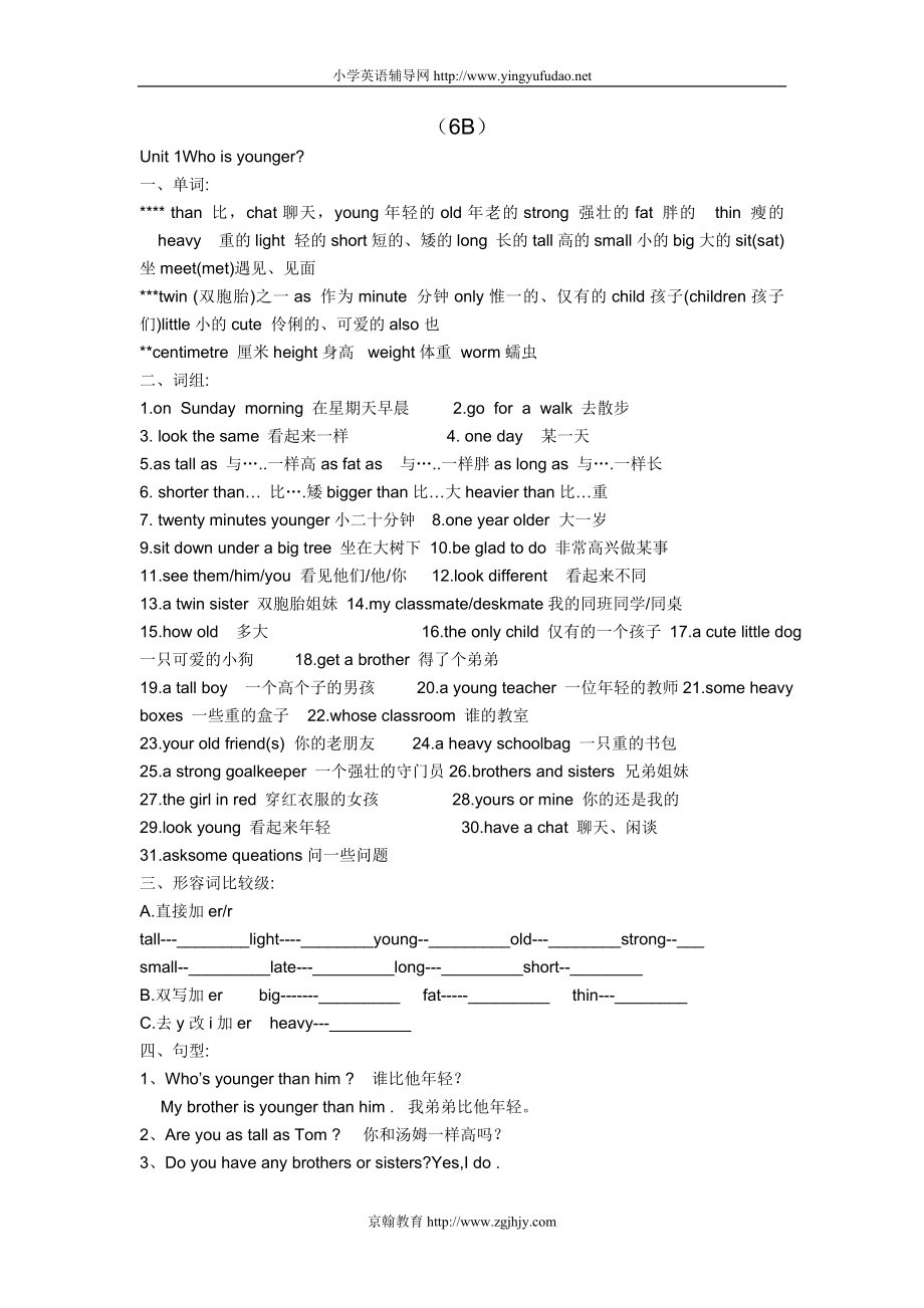 人教版小学英语六年级下册知识点汇总教案.doc_第1页