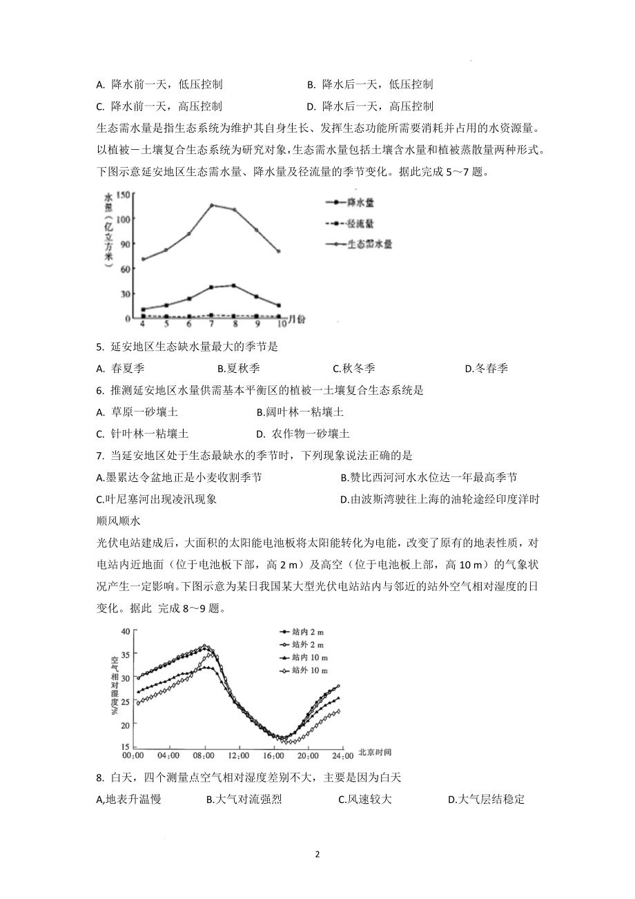 高三地理选择题冲刺训练——地理坐标图的判读.docx_第2页