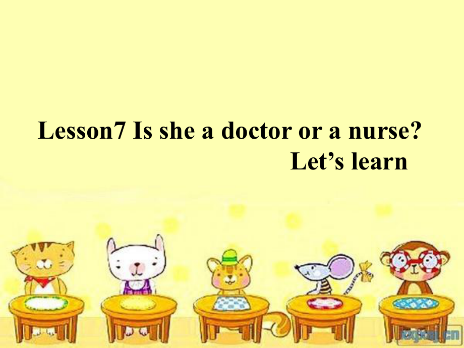 科普版英语四上Lesson 7《Is she a doctor or a nurse》ppt课件3.ppt_第1页