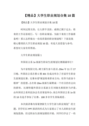 【精品】大学生职业规划合集10篇.docx