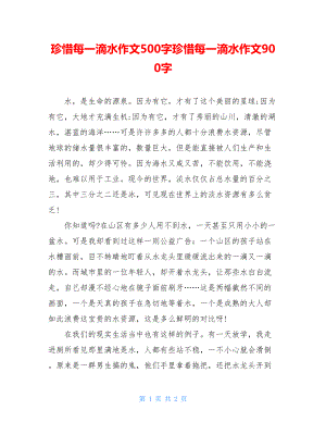 珍惜每一滴水作文500字珍惜每一滴水作文900字.doc