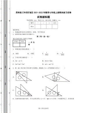 苏科版【专项突破】2021-2022年数学七年级上册期末练习试卷（含答案解析）可打印.docx