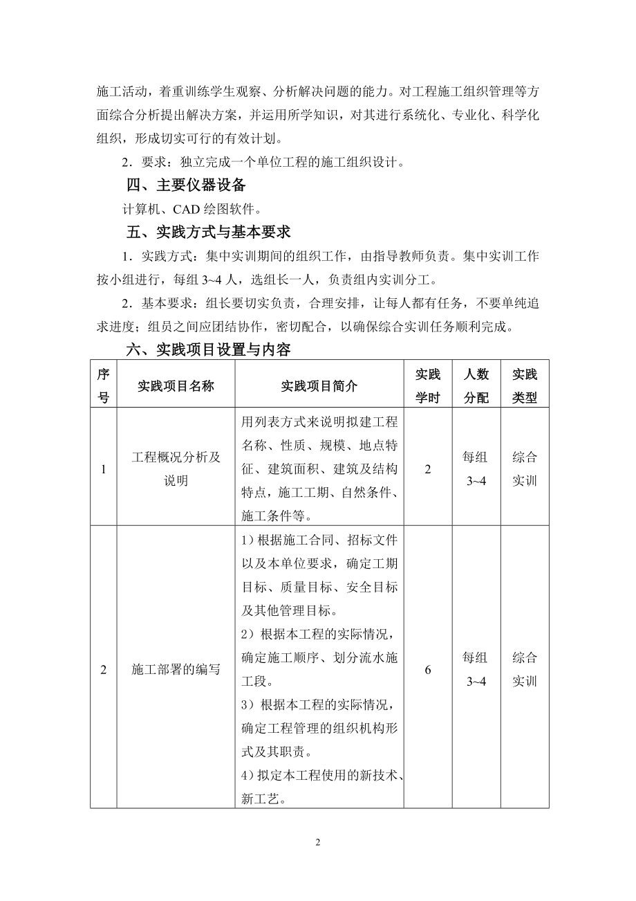 施工组织设计实践教学课程标准.doc_第2页