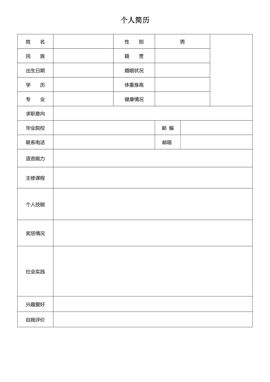 最新个人简历模板可直接下载使用(word版) (5).doc_第1页