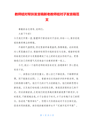 教师结对帮扶发言稿新老教师结对子发言稿范文.doc