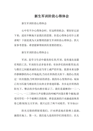 新生军训阶段心得体会.docx