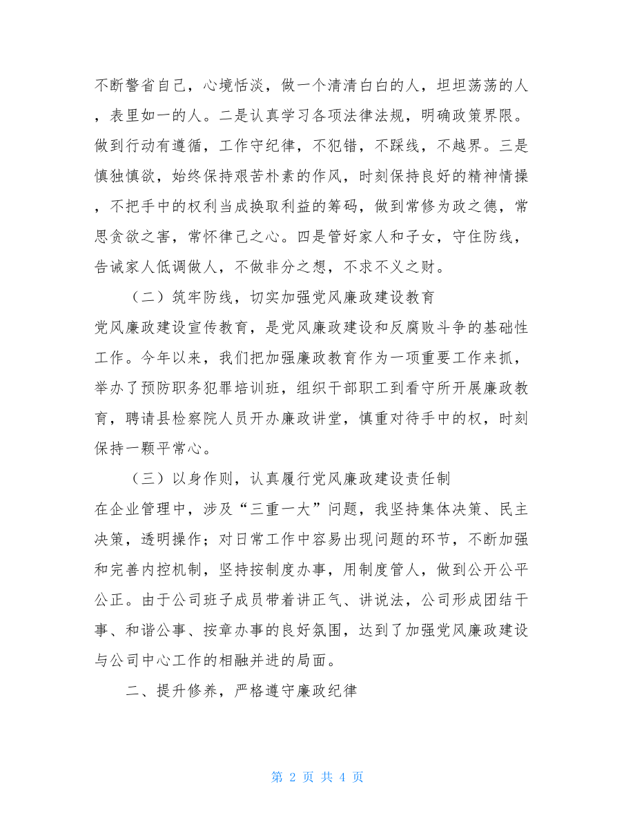 公司总经理年度报告公司总经理述廉报告.doc_第2页