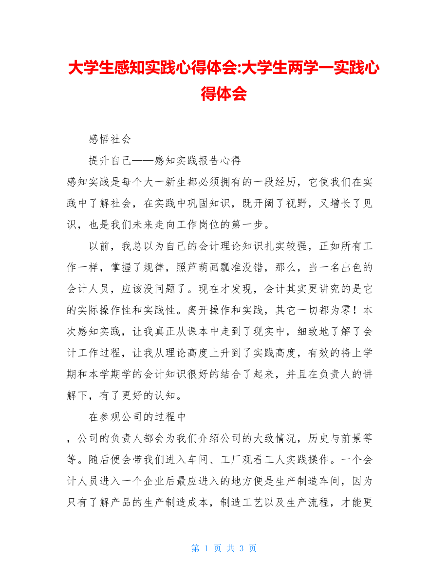 大学生感知实践心得体会-大学生两学一实践心得体会.doc_第1页