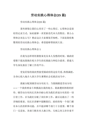 劳动实践心得体会(15篇).docx