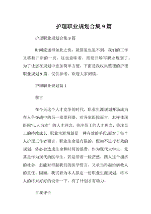 护理职业规划合集9篇.docx