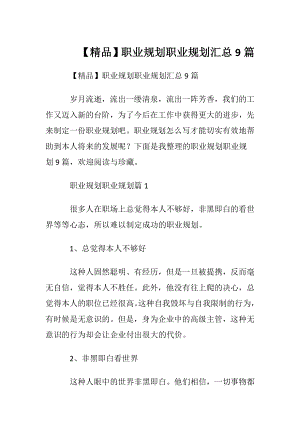 【精品】职业规划职业规划汇总9篇.docx