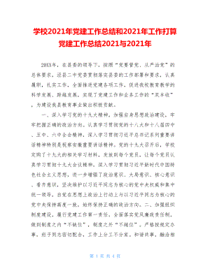 学校2021年党建工作总结和2021年工作打算党建工作总结2021与2021年.doc